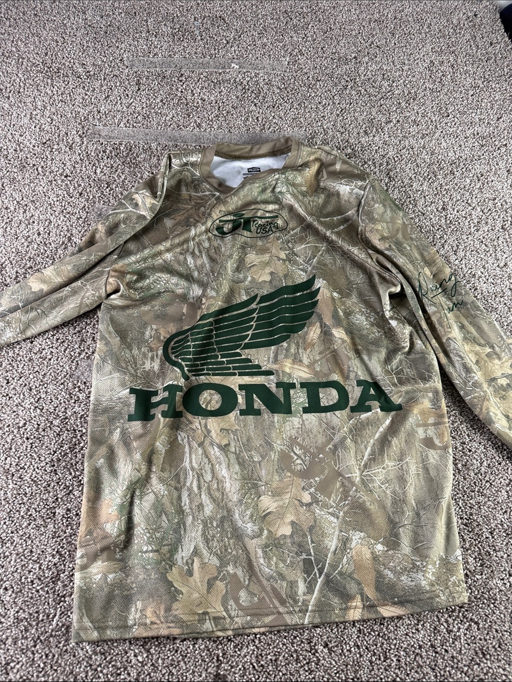 Honda Men's Long Sleeve Camo Logo Tee - Green